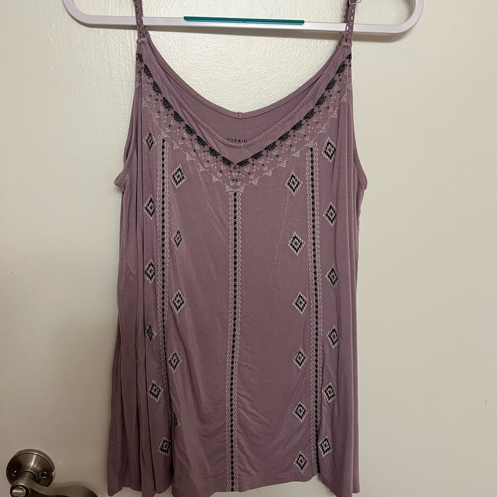 EUC Torrid Tribal Embroidery Spaghetti Strap Top - 2X